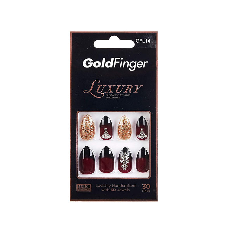 Amazon.com : GoldFinger Press On Full Cover False Nails Kit with Glue,  Solid Color Black Nails, Ready to Wear Gel, Medium, Long Length Nails  (Crisp Air) : Beauty & Personal Care